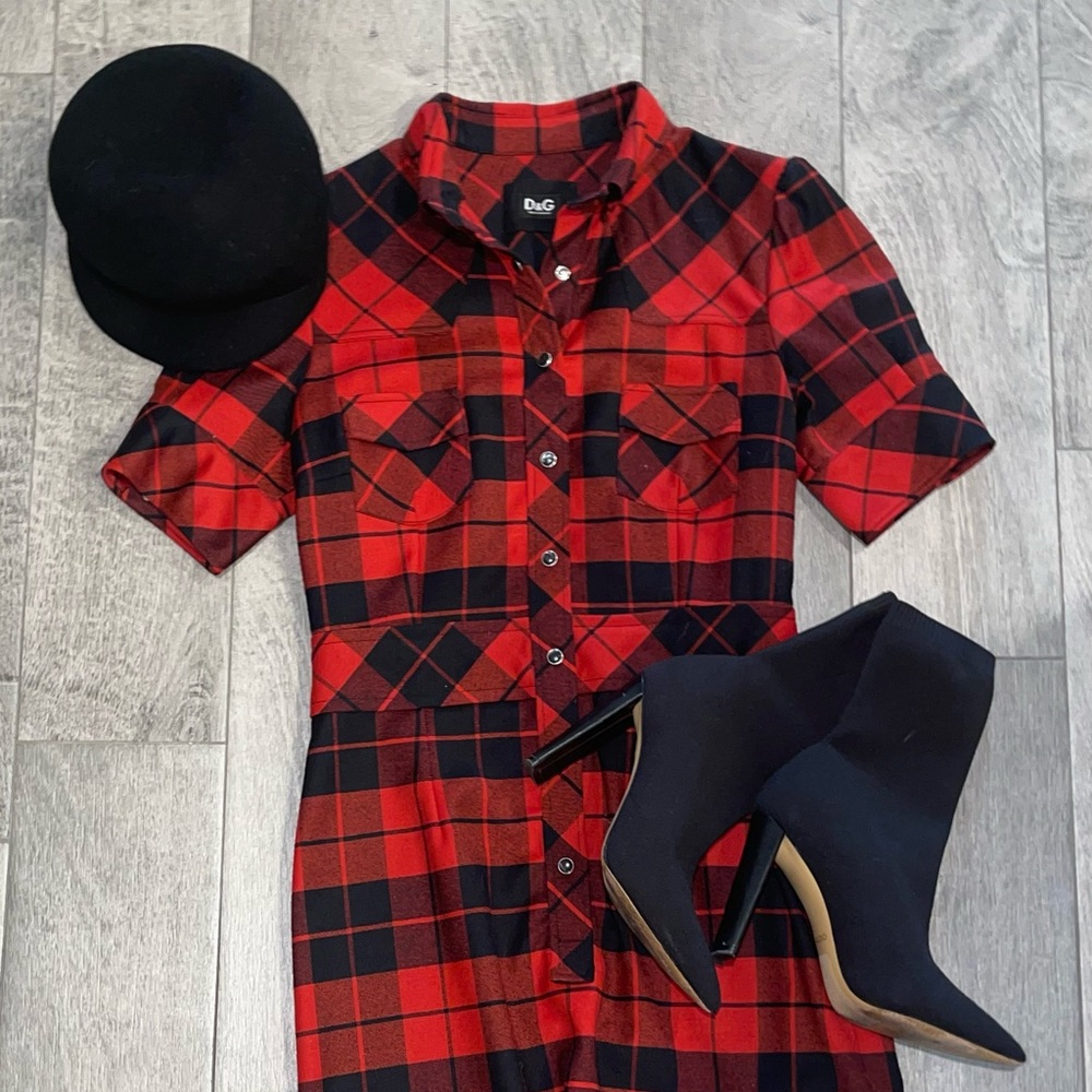 Dolce & Gabanna Red Plaid Dress